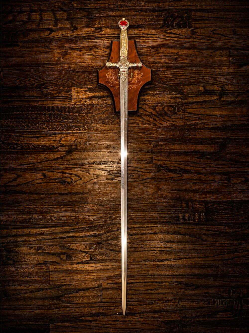 HARRY POTTER GODRIC GRYFFINDOR SWORD RED RUBY W/ WALL PLAQUE 32" MOVIE REPLICA